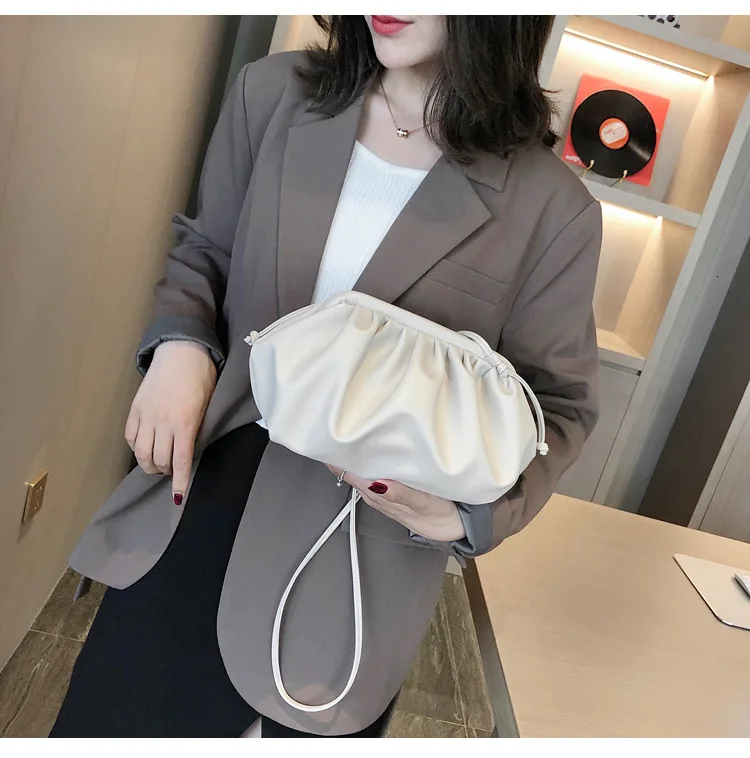 white BXX Sac/ модные осенне-зимние роскошные женские сумки дизайнерские облака пакет сплошной цвет Джокер сумка через плечо ZE947 - Цвет: white