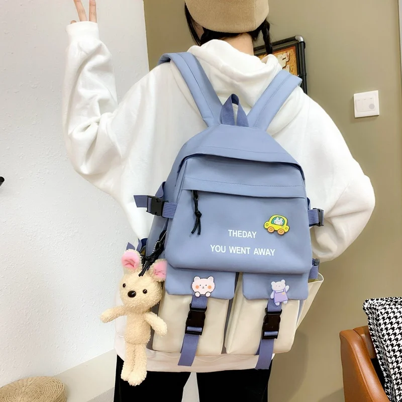 

Muyogrt Tooling Style Women's Backpack Large Capacity School Bags For Teens Korean Harajuku Cute School Backpack Multi-pockets