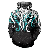 fashion mens hoodie 3d printing squid beard blue flame phoenix pattern spring and autumn style hip hop wild loose oversize tops