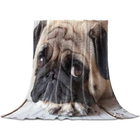 fleece throw blanket full size cute pug dog animal pattern lightweight flannel blankets for couch bed living room warm fuzzy