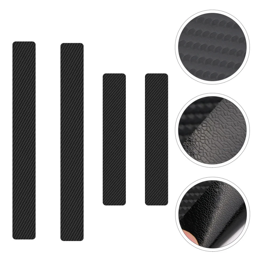 

4 Sets Auto Universal Door Sill Strip Carbon Fiber Sticker Anti-scratch Strip