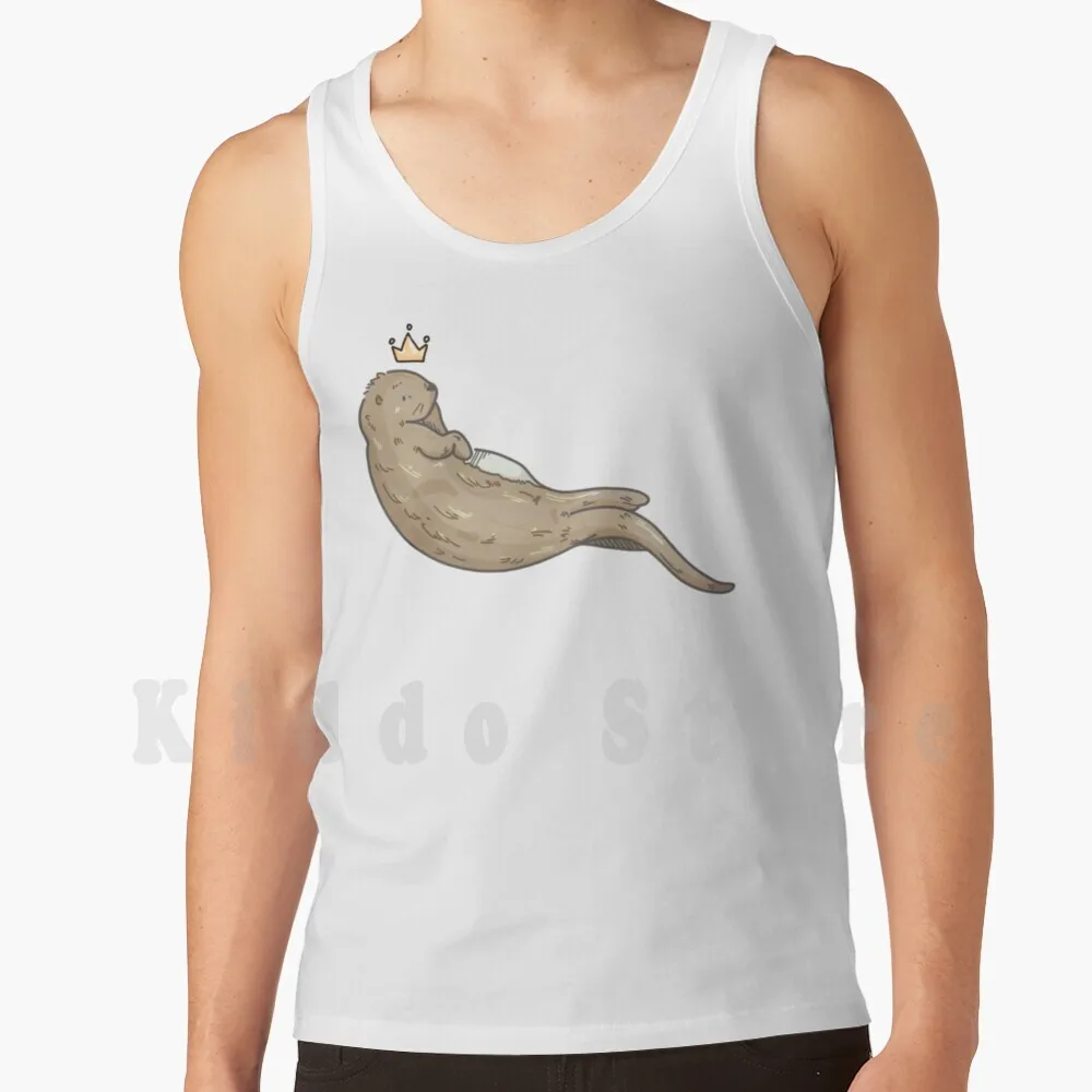 

Майка-выдра без рукавов, морская выдра, речная выдра, корона, затенение, милая забавная коричневая выдра