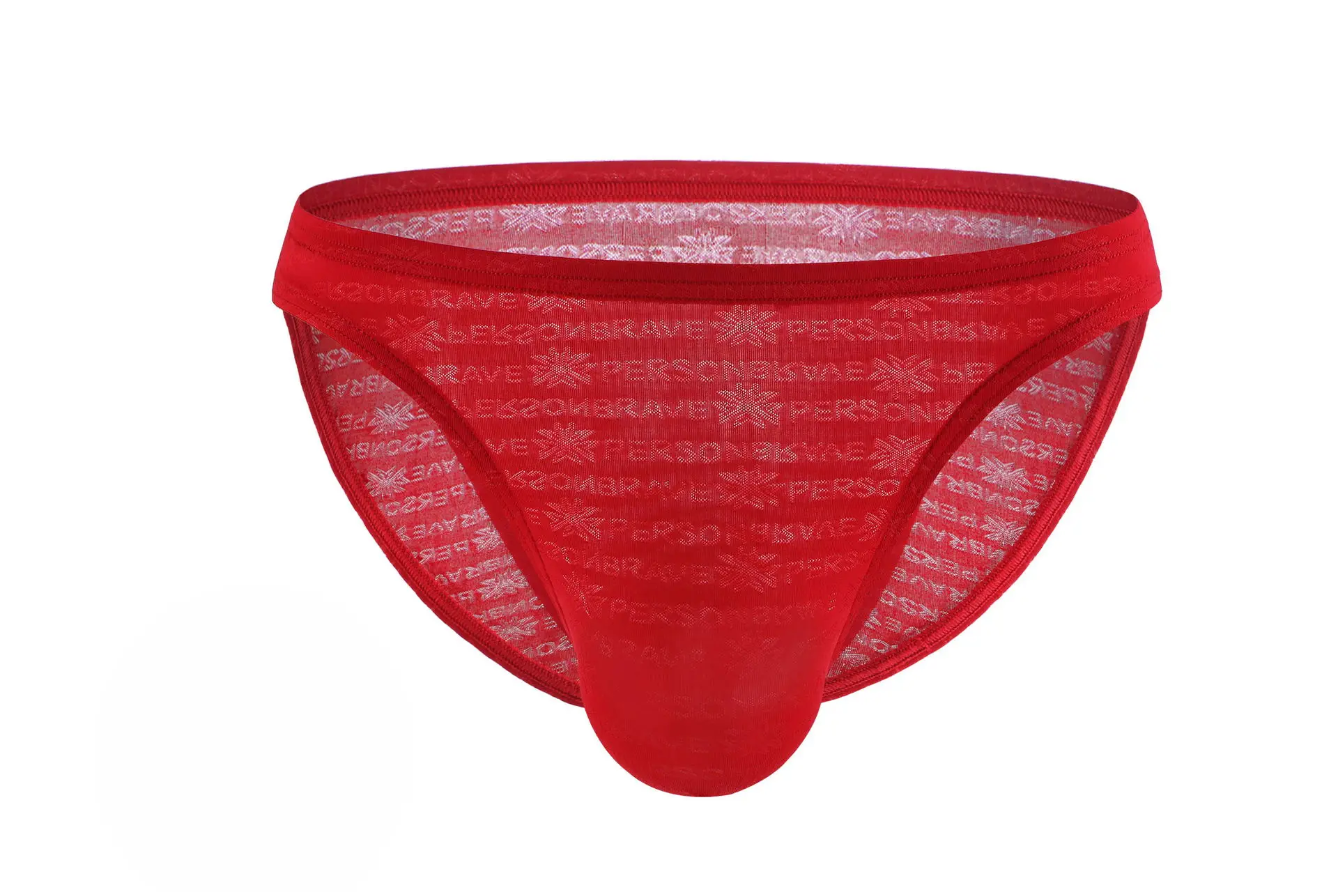 

2021 Men's Sexy Lace Transparent Solid Briefs Underwear Men Logo Jacquard Fabric Silky Soft Comfortable Underpants Briefs