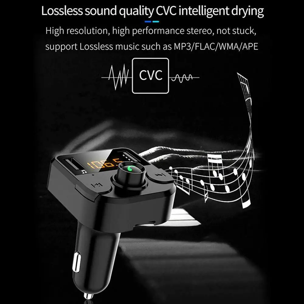 Автомобильное зарядное устройство с двумя USB-портами FM-трансмиттером Bluetooth