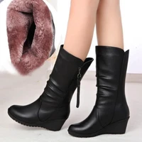 women snow boots winter warm boots women mid calf boots for ladies fashion zip shoes women wedges female shoes zapatillas mujer