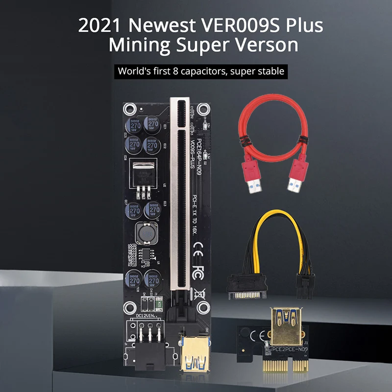 PCI-E Pcie Riser 009S PLUS Профессиональный Экспресс 1X 16x расширитель PCI E USB3.0 Райзер 009 GPU
