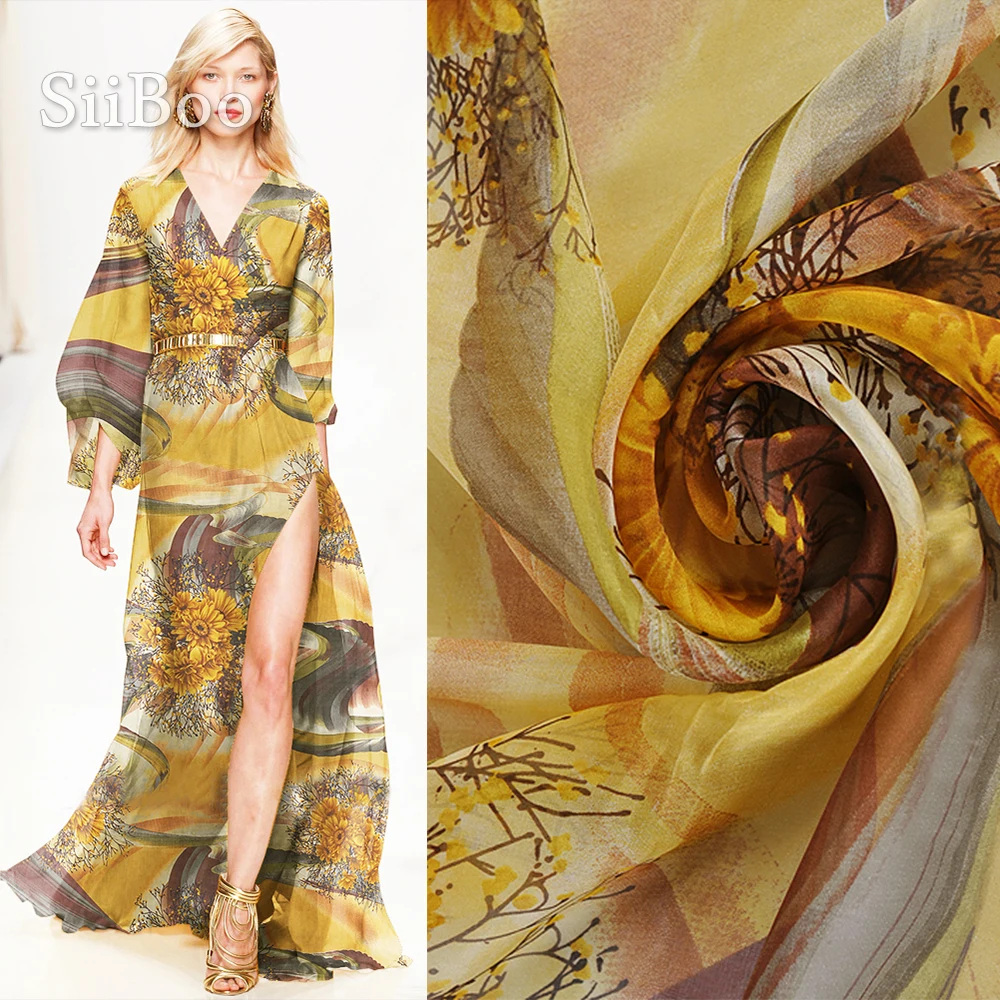 Французская элегантная Хризантема с цветочным принтом дышащая 100% натуральный