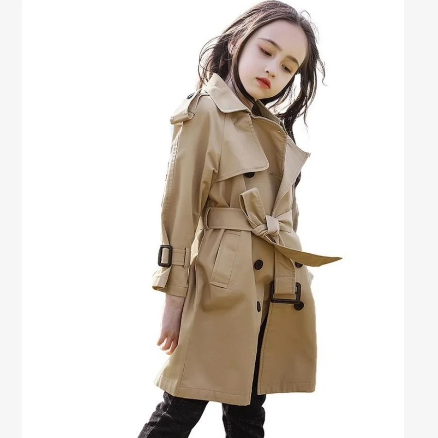 

Children's windbreaker Spring Autumn new coat for girl long sleeve lapel trench coat baby clothes windbreaker for girls Y2641