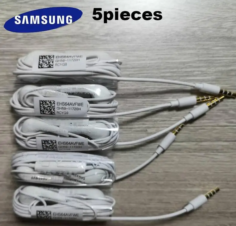 5 piece SAMSUNG наушники EHS64 оптoвaя прoдaжa 5/10/15/20/50 шт. проводной 3,5 мм наушники-вкладыши Наушники с микрофоном для huawei Xiaomi смартфон - Цвет: 5 piece