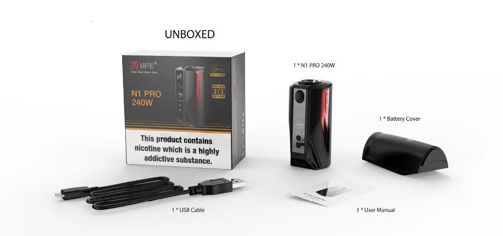 【Clearance】подарки Vape мод Vaptio N1 Pro2400W бокс мод для электронных сигарет Поддержка 2X18650 батареи без батареи