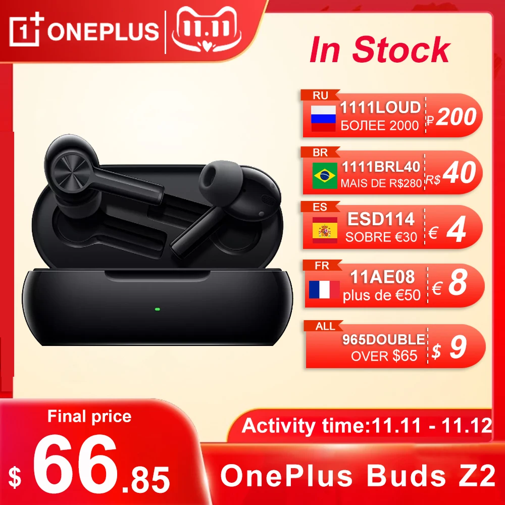 

2021 OnePlus Buds Z2 Bluetooth Earphones TWS Wireless Earbuds Noise Canceling Headphone For Oneplus 9 pro 9rt Nord 2 9r 8 Pro