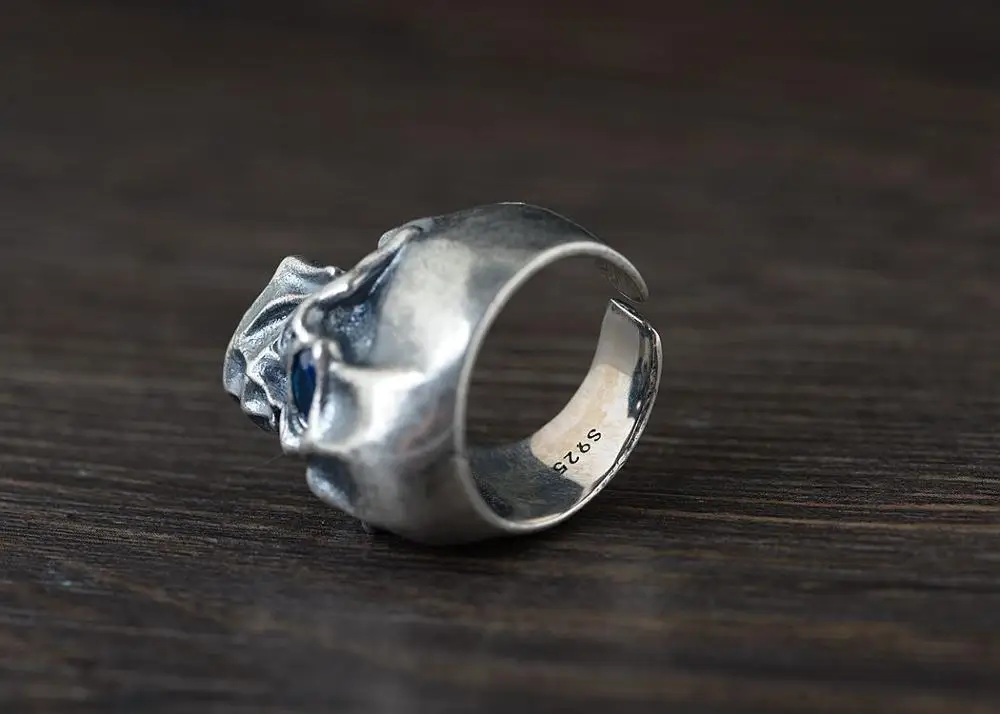 100% Серебро S925 Ретро тайское серебряное ремесло кольцо открытые мужские модели