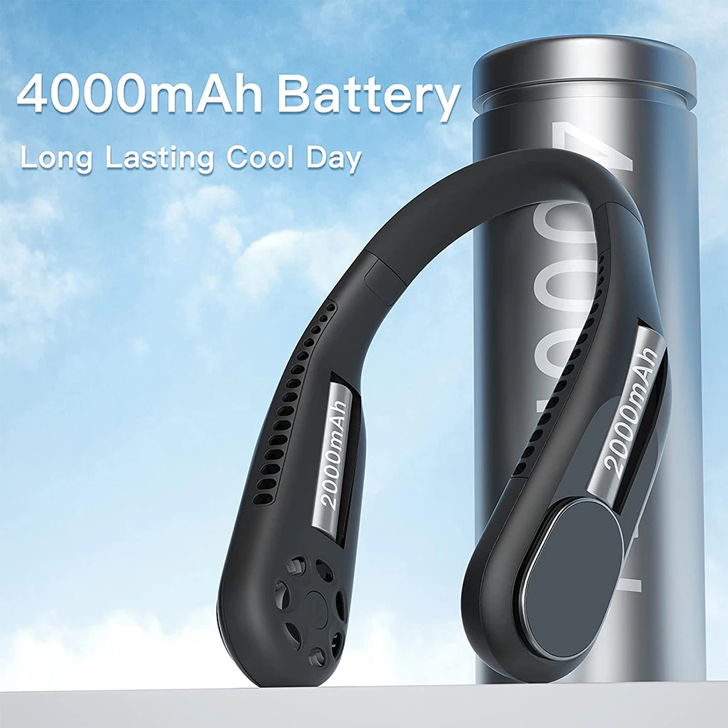 

2021 Summer Hands-free Neck Fan Sports Cooling Fan USB Rechargeable Bladeless Neck Hanging Fan Adjustable Portable Air Cooler