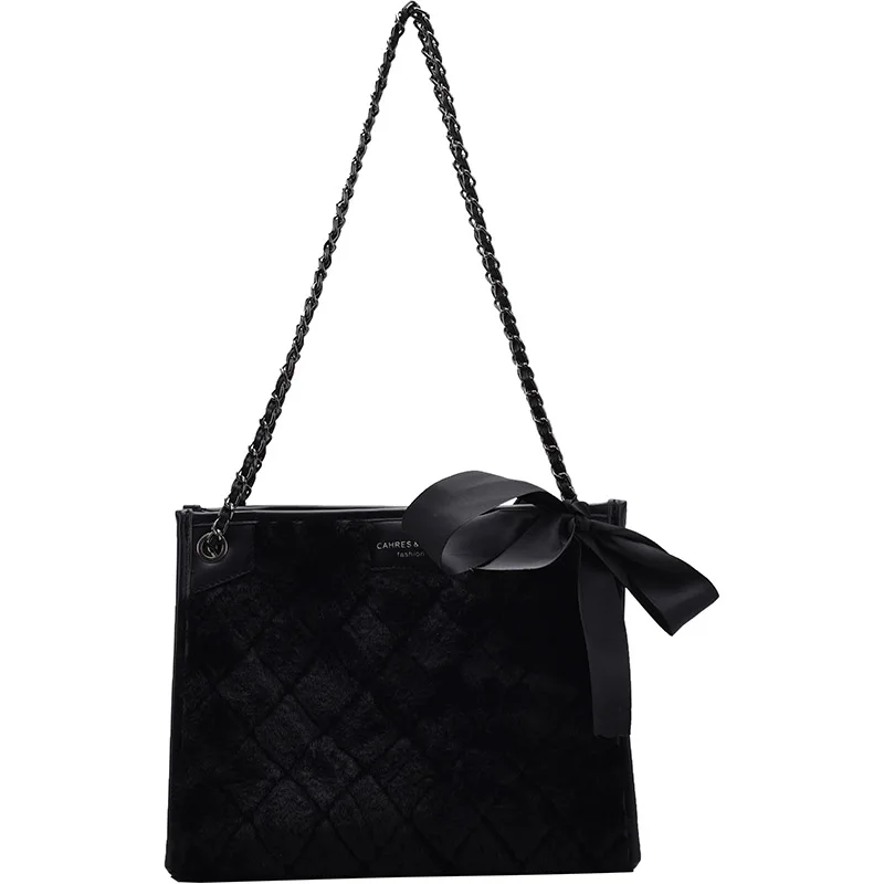 

Diamond Lattice Fur Handbags Woman Shoulder Bag Clutch Silk Ribbon Fashion Designe Wallet Luxury Purses Ball Evening Bags Chic
