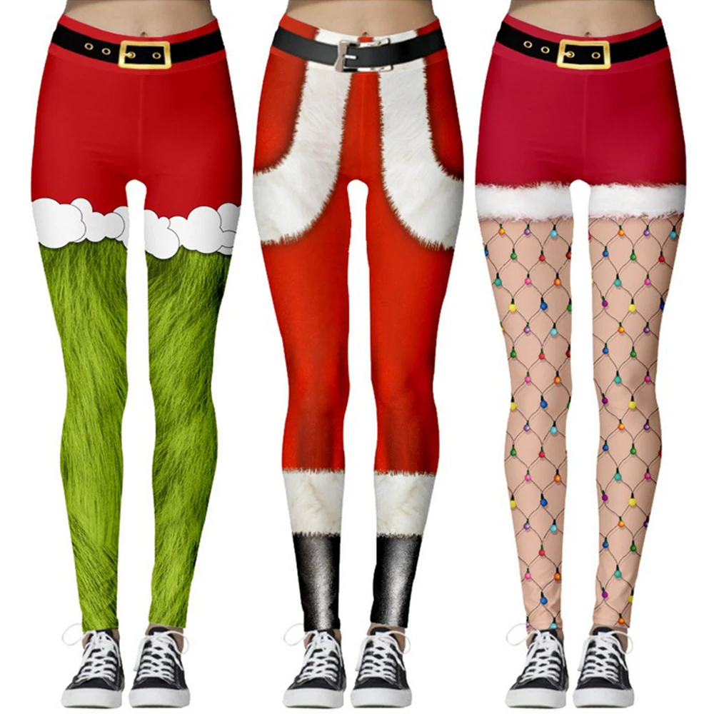 Сексуальные Рождественские вечерние штаны с принтом рождественские женские