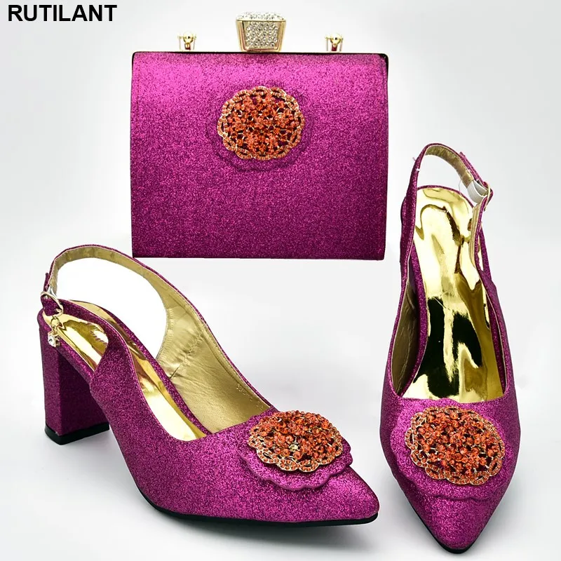 Новое поступление итальянский комплект из туфель и сумочки для свадьбы женские