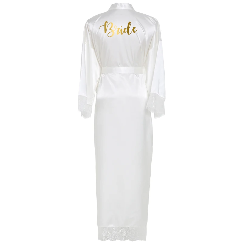 Silk Satin Lace Robes Bride Robes Bridesmaid Robes Women Wedding Long Robe Bathrobe Long Robe