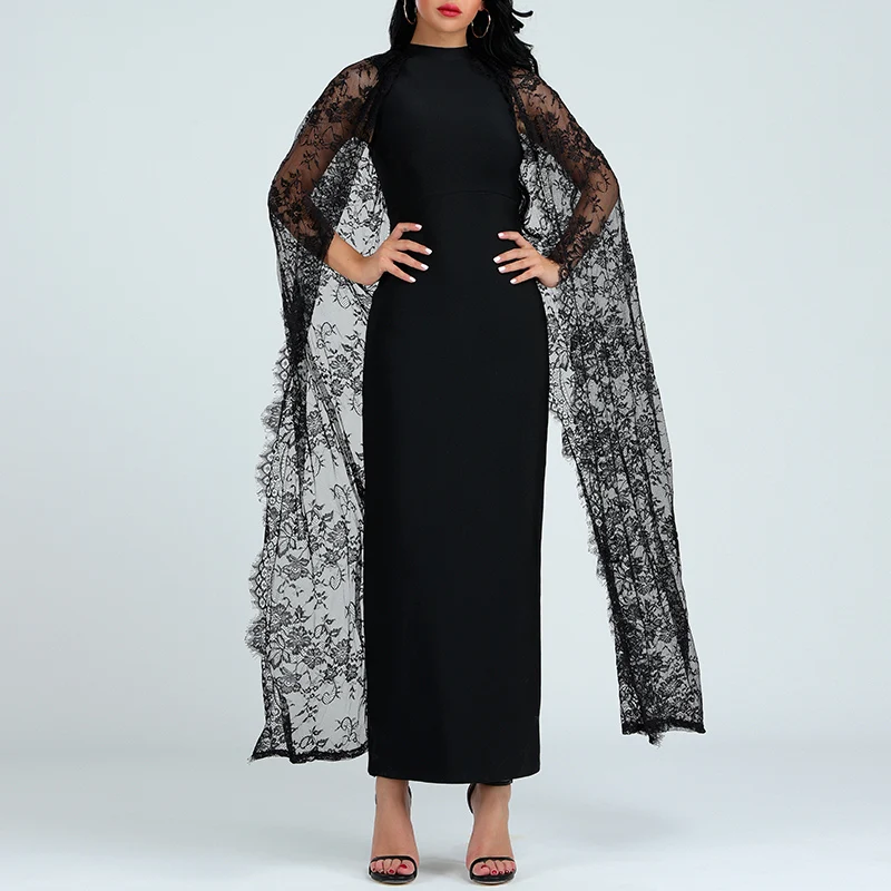 Женское кружевное платье-футляр с воротником-стойкой | Женская одежда