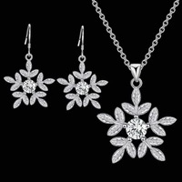 fashion crystal snowflake chain necklace earrings stud womens wedding gift