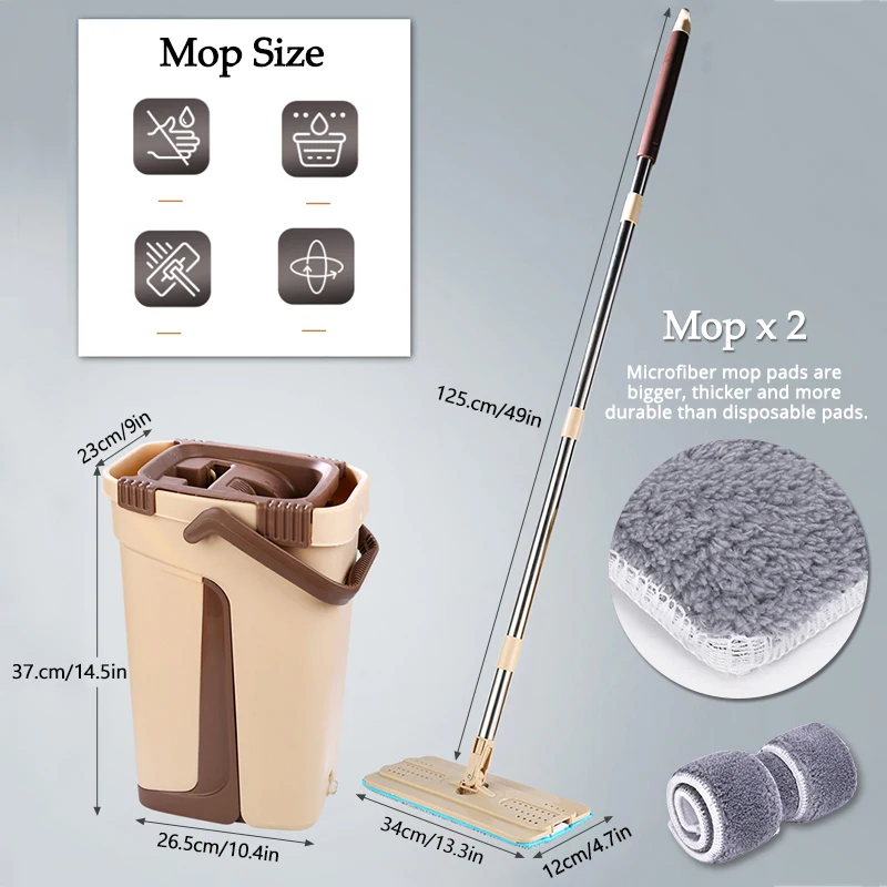 Плоская выдавливающаяся Швабра без рук отжимающая самостоятельно мокрая и