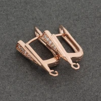 new unusual earrings hook 585 rose gold color cubic zirconia jewelry findings diy jewelry making supplies for jewelry wholesale