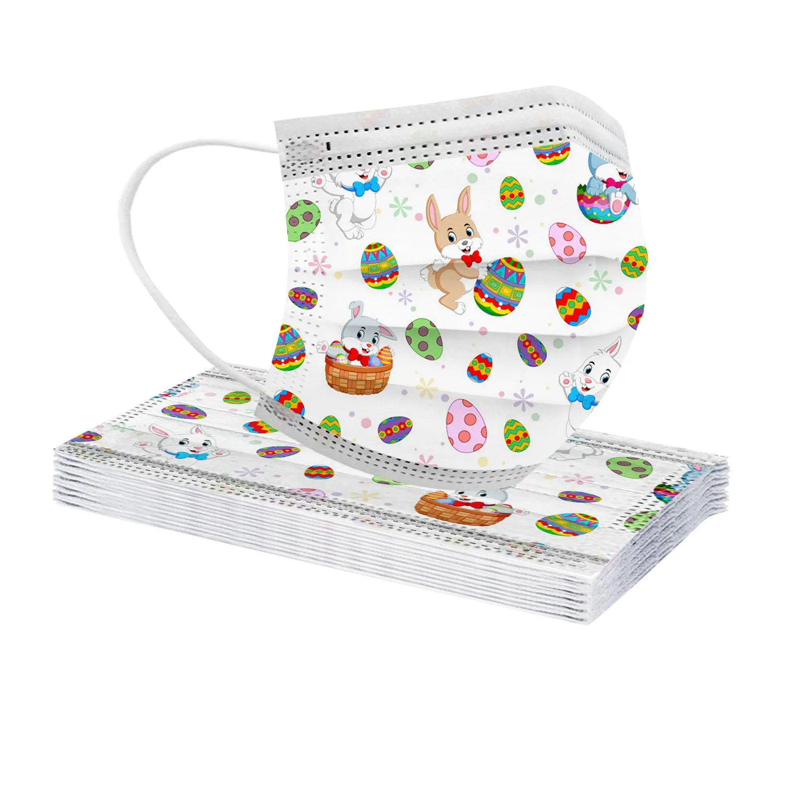 

Reusable mask 50PCS Children's Easter Printing Breathable Disposable Three-layer Mask