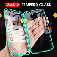metal magnetic adsorption case for xiaomi redmi note 9 8 7 pro 8t 9a 9c 8a mi 10t note10 lite pro x3nfc double sided glass cover