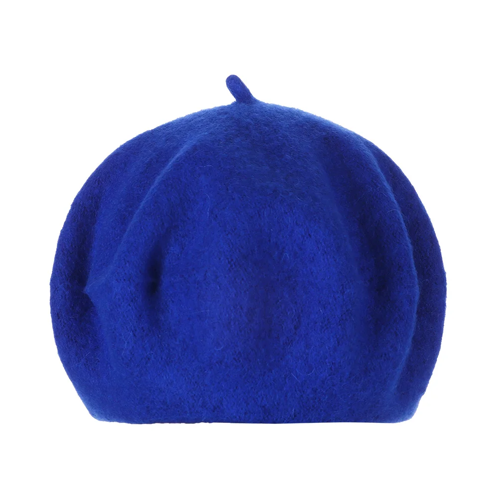 sapphire blue 1 шт. Новые горячие шерстяные шапки-береты женская зимняя французская Шляпа Сплошной Цвет Мода Осень Зима плоская кепка, шапка Повседневная войлочная шапочка береты - Цвет: sapphire blue