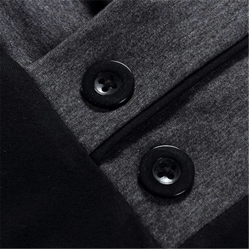 Футболки Heren Mode 2019 Nieuwe Lente Lange Mouw футболки Mannen Zwarte Knop Stand Kraag облегающие для фитнеса