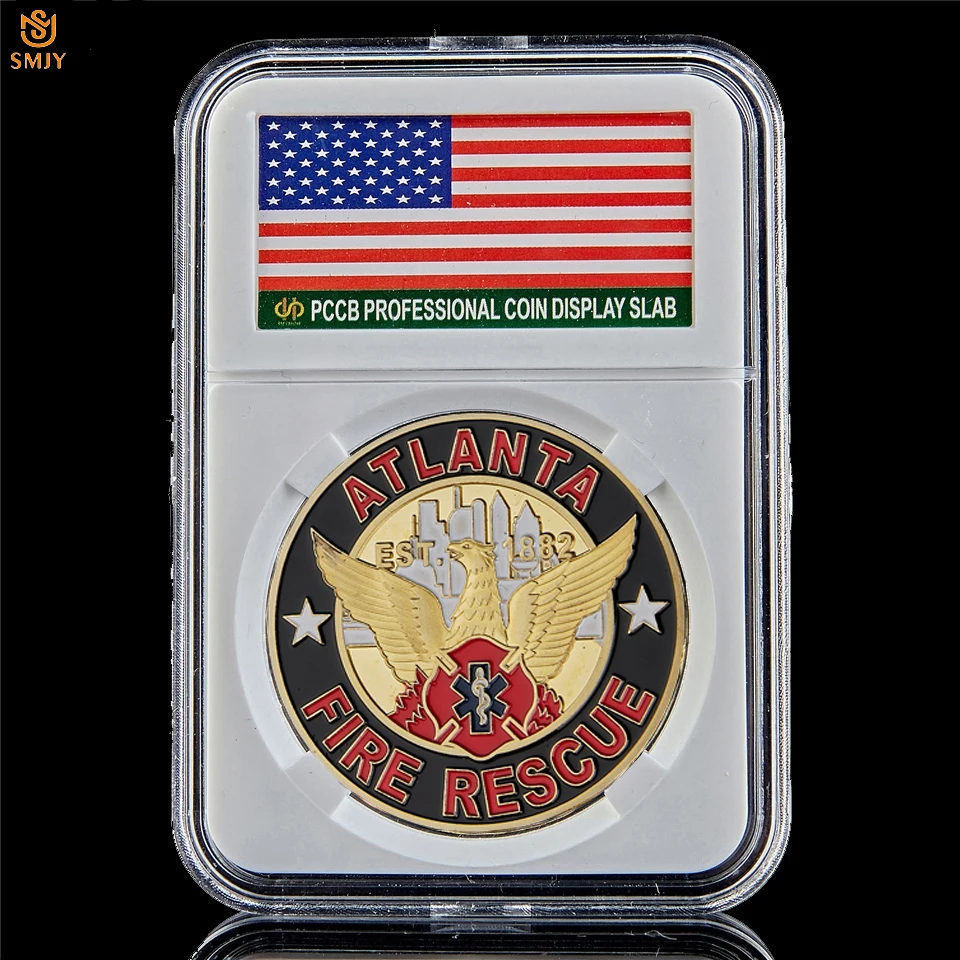 

USA Patron Saint Of Firefighters Fire Rescue City Hero Gold Plated Metal Challenge Medal Commemorative Coin Collection W/PCCB