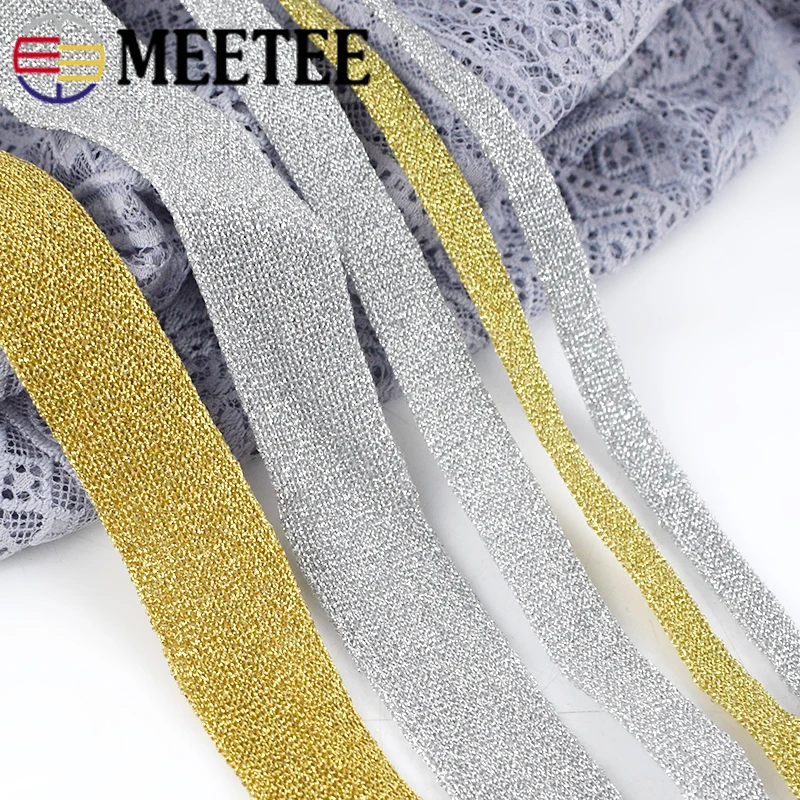30 метров полиэстер вязание Золото Серебро тесьма спортивные штаны ткань сторона