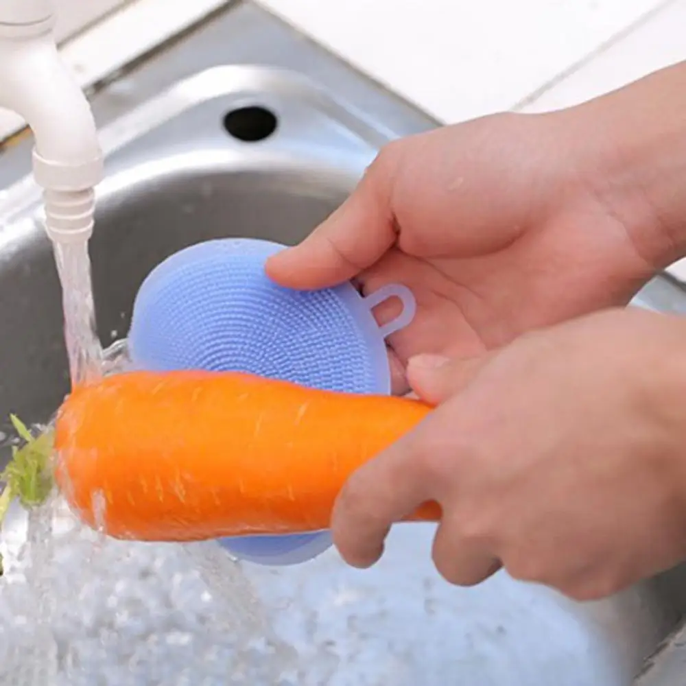 

Силиконовая губка для мытья посуды, кухонный скребок для пищевых продуктов, многофункциональные губки, антипригарная кухонная щетка для чи...