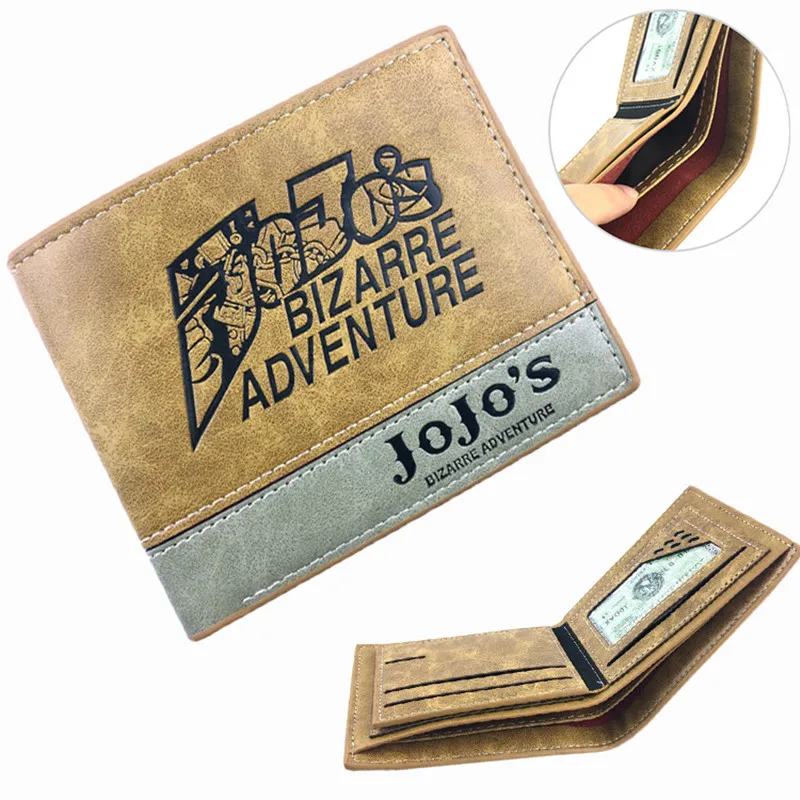 

Jojo's Bizarre Adventure Solid Color Printed Characters Pu Leather Wallet Short Horizontal Storage Portable Bread Gifts