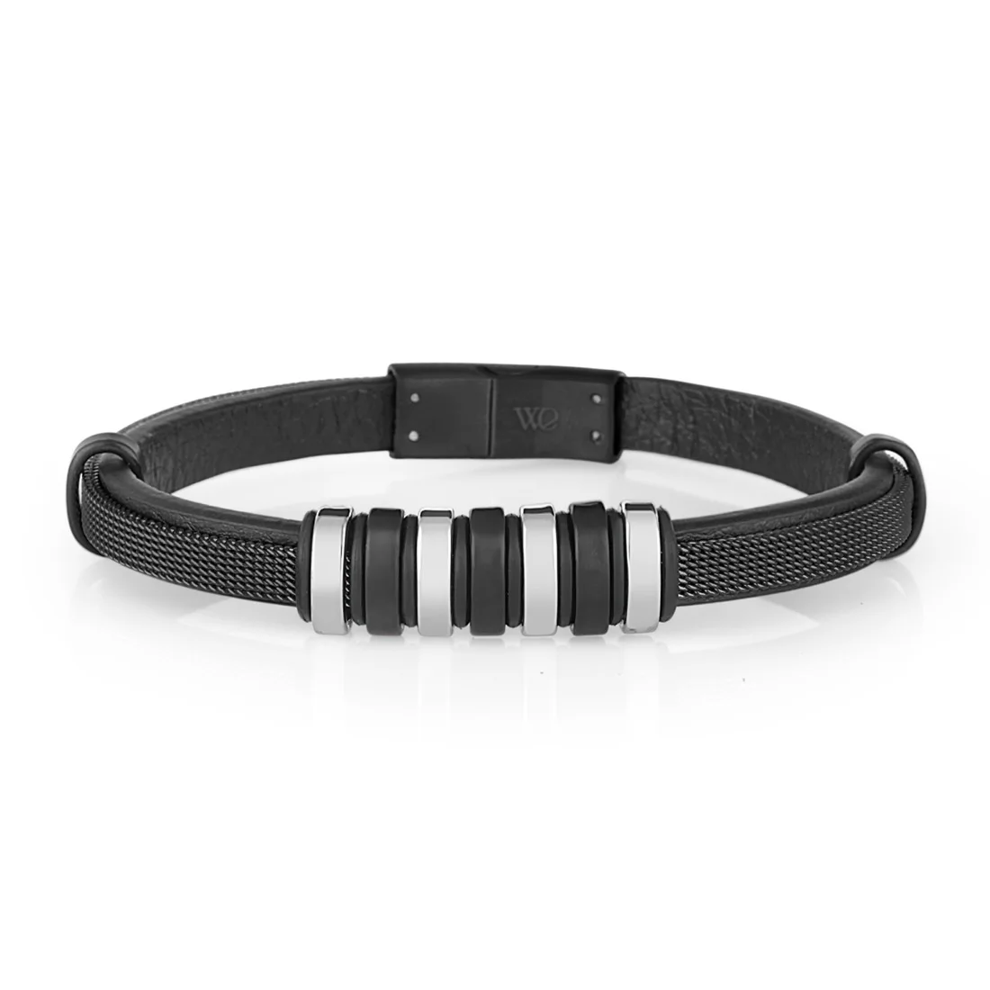 

Wesse JWQG3035 Men's Bracelet Bangles Fashion Jewelry Leather Black Birthday Gift for Mens