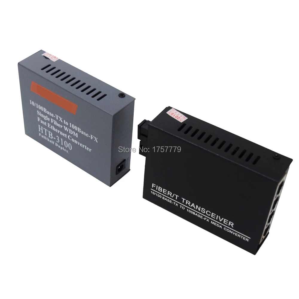 1 пара оптических волоконных медиа преобразователей 10/100M 4 RJ45 SC одноволоконных и