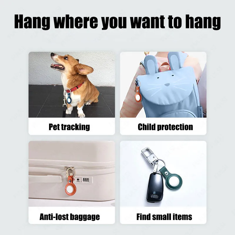 

Luxury Leather Apple Airtags Protector Case For Airtag Locator Tracker Airtag Case Anti-lost Device Keychain Protective