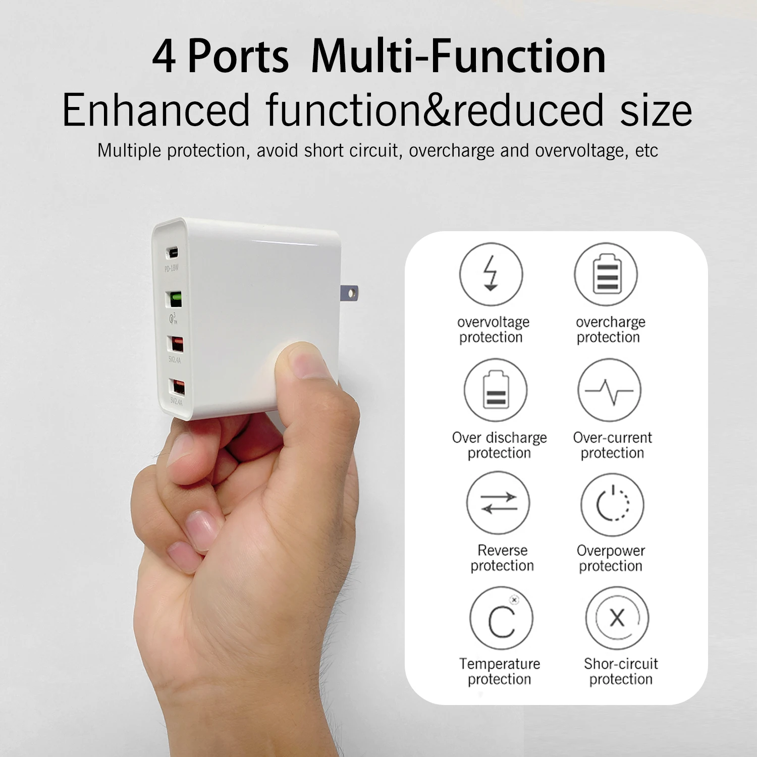 48 Вт 4 порта GaN Fast Charger с PD Type C USB 3.0 Интерфейс 2.0 Адаптер питания для быстрой зарядки