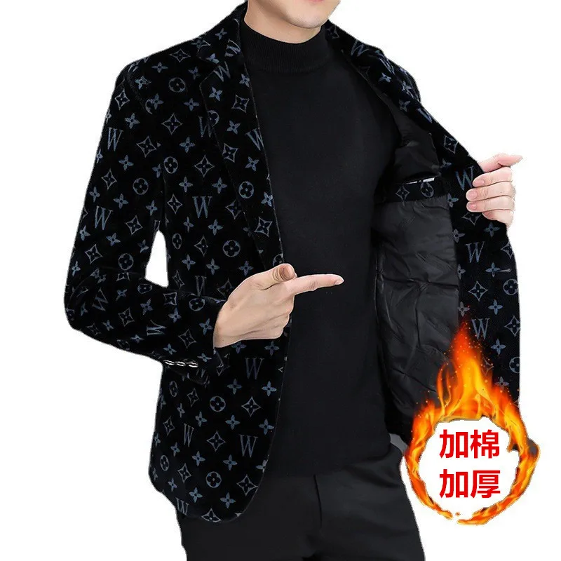 Мужской зимний жаккардовый блейзер с хлопковой подкладкой Молодежный из