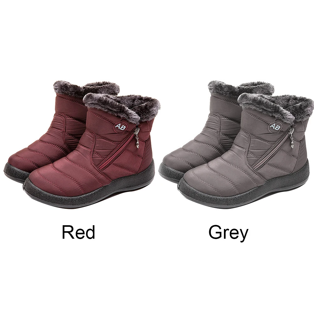 

Women Snow Boots Outdoor Zipper Ladies Casual Platform Winter Warm Plush Lined Walking Footwear Non Slip Lightweight Ankle Shoes