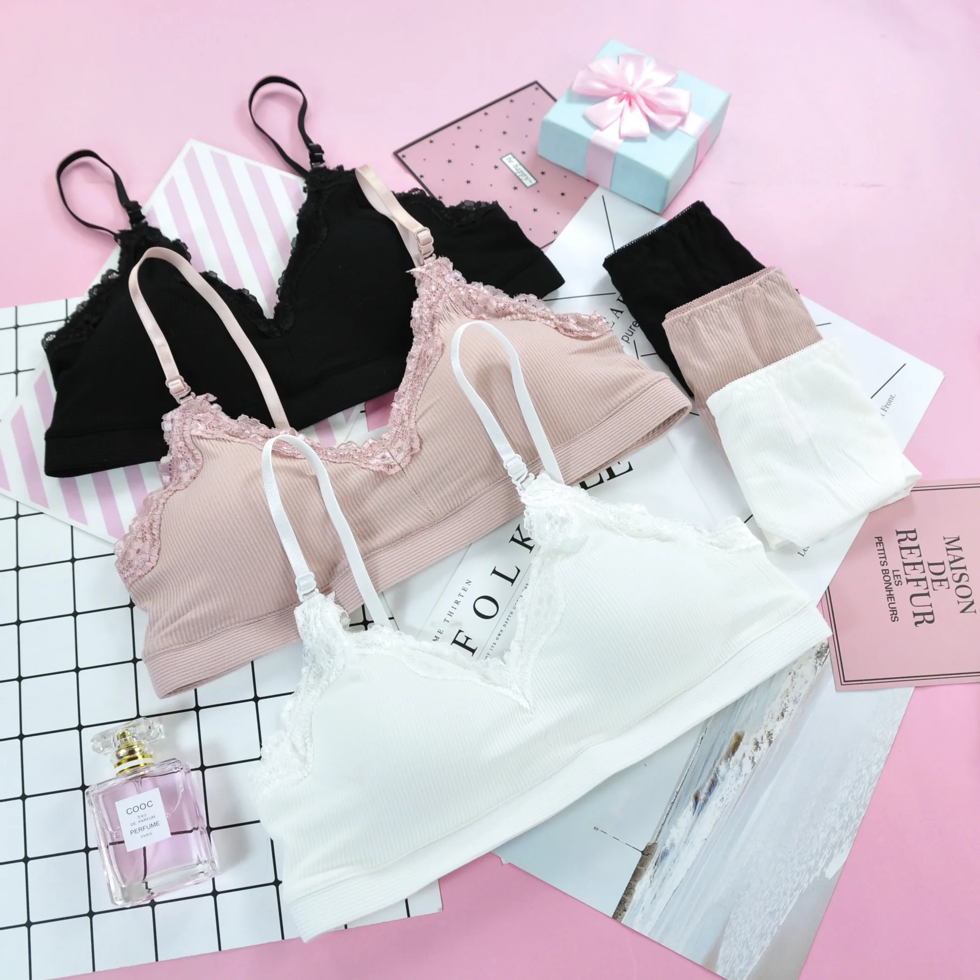 Комплект нижнего белья для девочек подростков мягкий хлопковый бюстгальтер