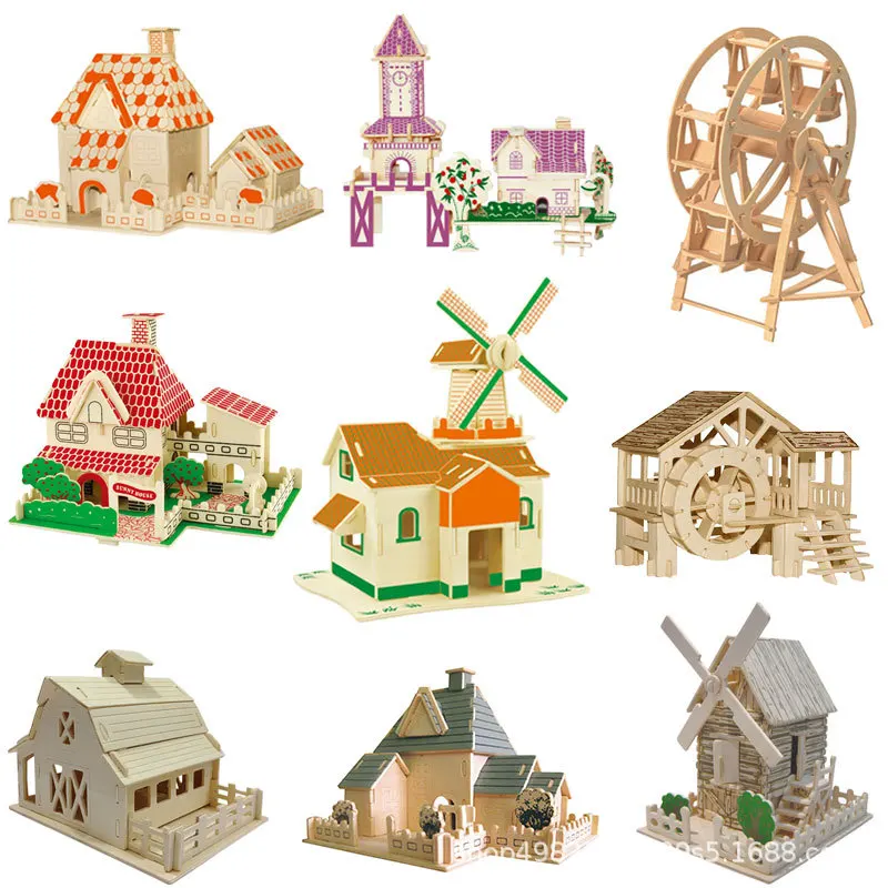 

Three-dimensional puzzle assembled toys DIY spell inserted building building model children's educational toys