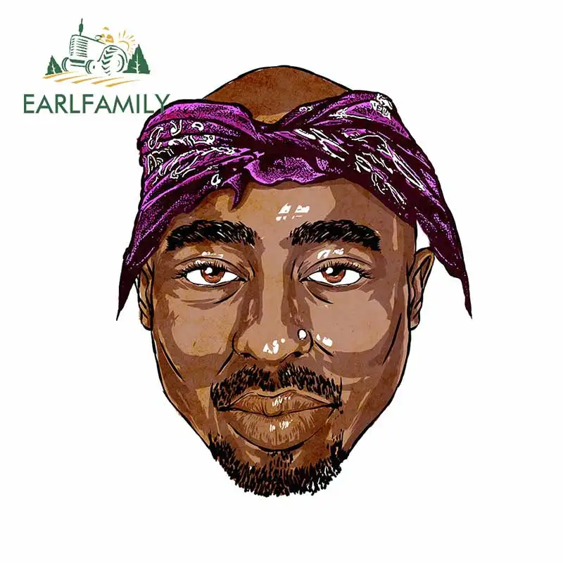 EARLFAMILY 13 см x 10 8 для Rapper Tupac черное лицо дощечка домов на колесах окна автомобильные