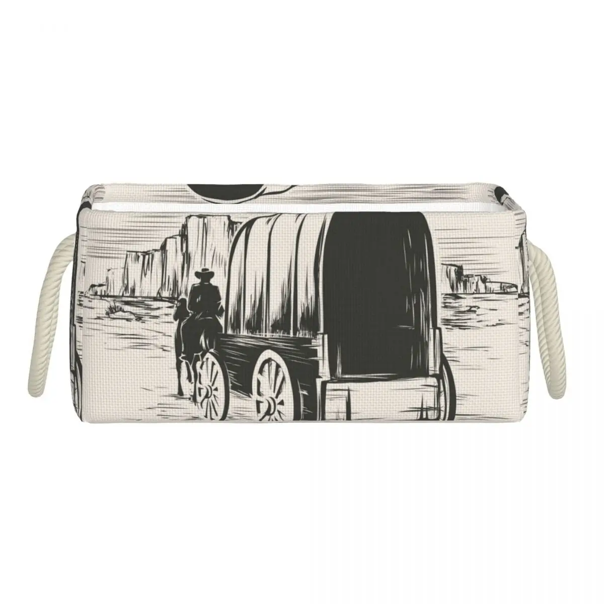 

Storage Basket Old Wagon Wild West Prairies Pioneer Horse Sundries Storage Box Cosmetic Organizer Underwear Stationery Container