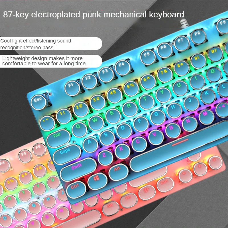 

Real Mechanical Blue-Axis Luminous Keyboard Supports Backlit Usb Wired Waterproof Neutral Multi-Color Support Gaming Keyboard