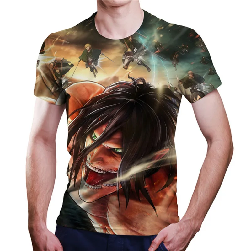 

Attack On Titan Anime Clothes T Shirt Shingeki No Kyojin Camisetas Manga For Men Tops Ropa Hombre Streetwear Camisa Masculina
