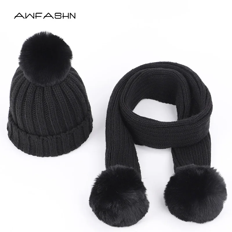 Новинка 2019 модные детские вязаные шапочки шапка шарф комплект из 2 предметов