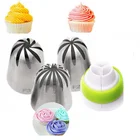 Кондитерские насадки для глазури, 4 шт.1 шт., роза, 3 шт., большого размера, сопла из нержавеющей стали, русские Кондитерские насадки, инструменты для выпечки кексов, тортов, 1 шт.