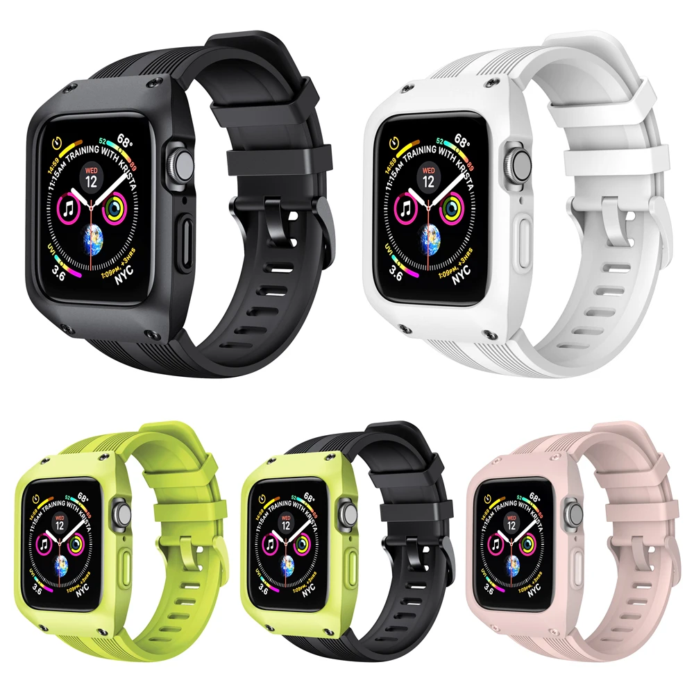 Ударопрочный ремешок для часов Apple Watch 4 5 40 44 мм защитный чехол браслет iWatch 1 2 3 |