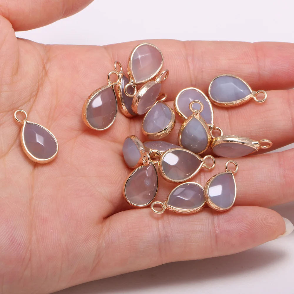 

Natural Stone Faceted Grey agates Pendants Water drop shape Exquisite Charms for Jewelry Making Diy earring necklace accessories