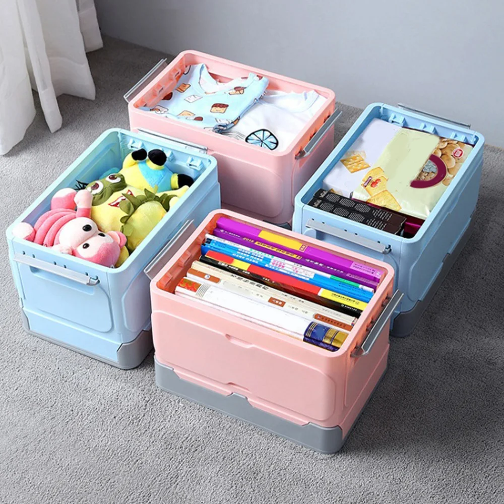

Collapsible Storage Box Multi-functional Office Home Plastic Storage Container Foldable Book Toy Clothes Storage Bins with Lids